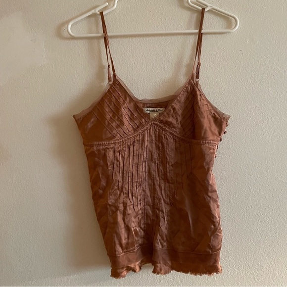 Abercrombie and Fitch rose red silk Y2K tank top with lace detailing - Picture 2 of 7
